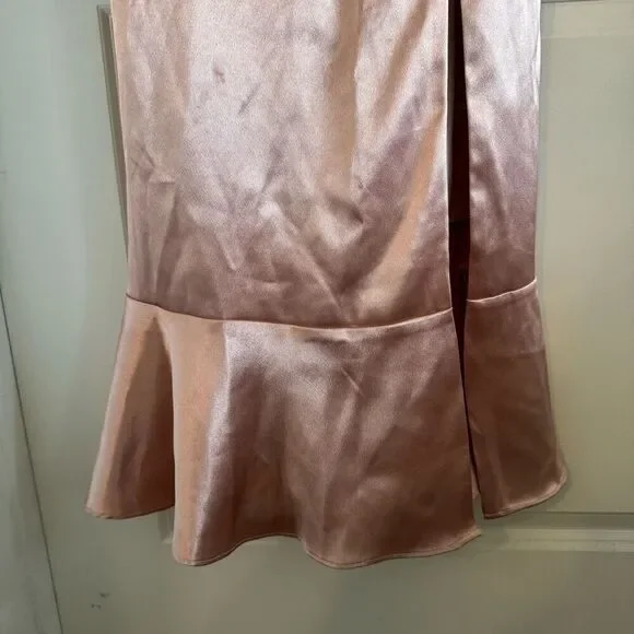 Birdy Grey Eugina Convertible Midi Dress Shiny Satin Rose Gold